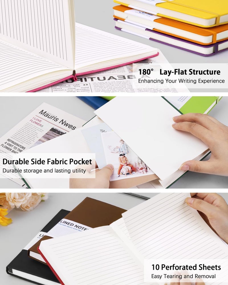 Dynta Hardcover Journal Notebooks, 10 Packs A5 Lined Journals Bulk for Writing 200 Pages/100Sheets, 8.4 x 5.8 inch, 10 Colors Classic Ruled Notebook for Work/Travel/College/Note Taking - Image 3
